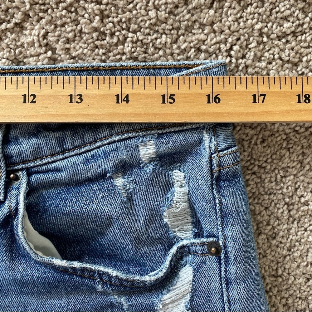 Reformation Cropped Flood Jeans Distressed Raw Hem in Olympic Wash Sz 30 - Picture 13 of 16